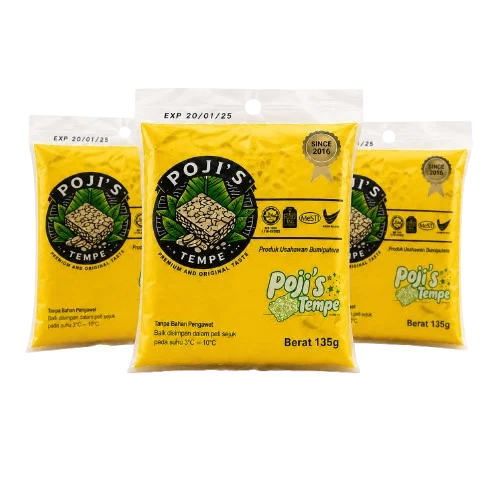 Tiga pek kuning Poji's Tempe untuk Pakej Standard