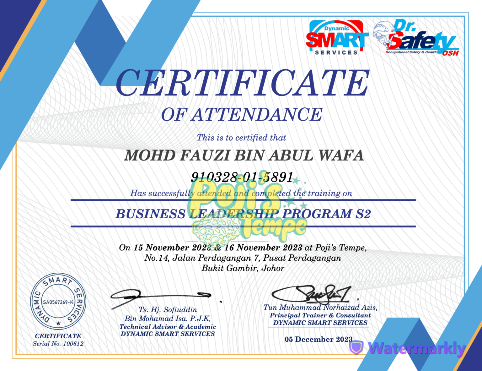 Salinan Business Leadership Program S2 Poji’s Tempe